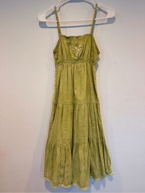 Billabong Olive Green Tiered Midi Dress